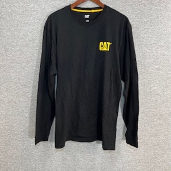 Caterpillar CAT Mens Long Sleeve Size Large Black Crew Neck Logo Black Arm Logo - Picture 3 of 9